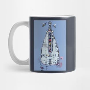 Cyanotype style Hurdy Gurdy with Insects Mug